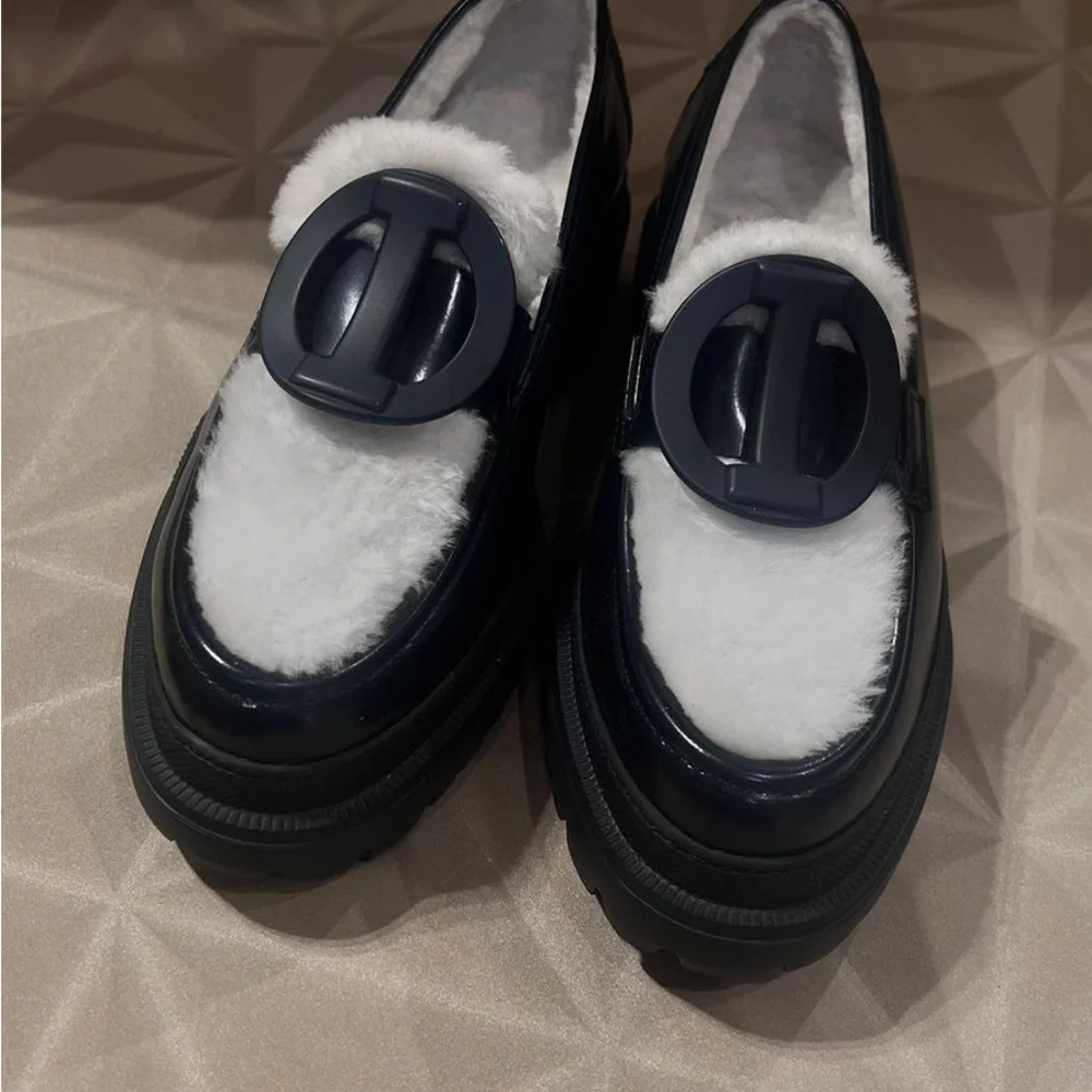 Iceberg black & white fur platform leather loafers size EU 39 US 9 NWT - Picture 5 of 10